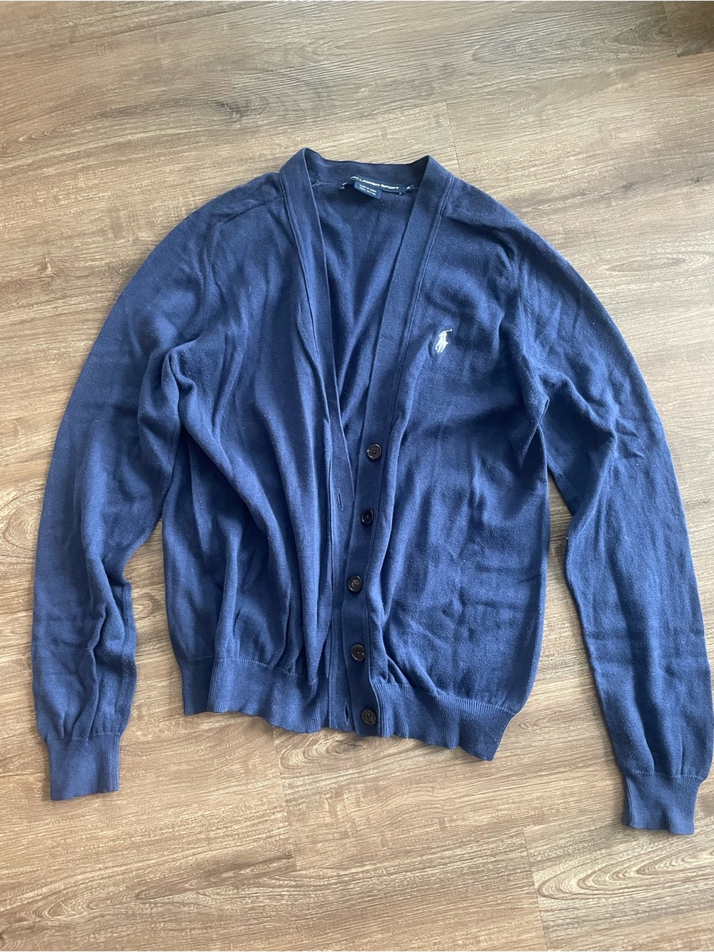 Ralph Lauren Navy Blue Cardigan Sweater Women's XL Classic Preppy Knit